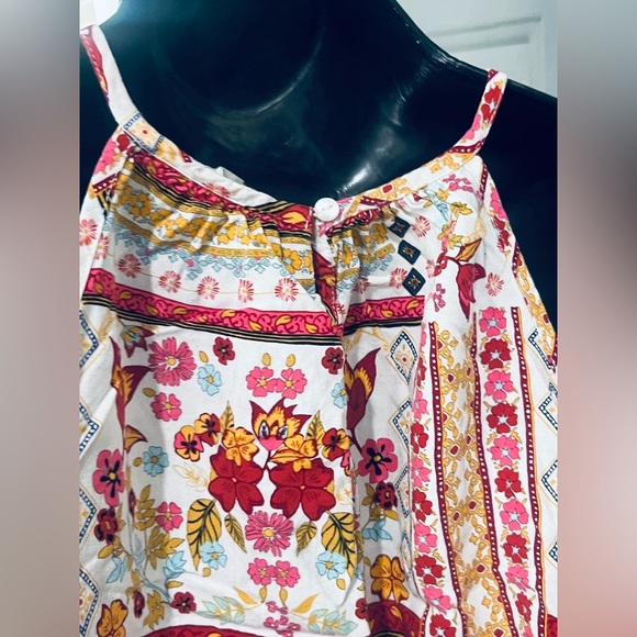 HM COACHELLA OFFICIAL COLLECTION Women's Tank Top Size 6 Keyhole Back Floral - Picture 5 of 9